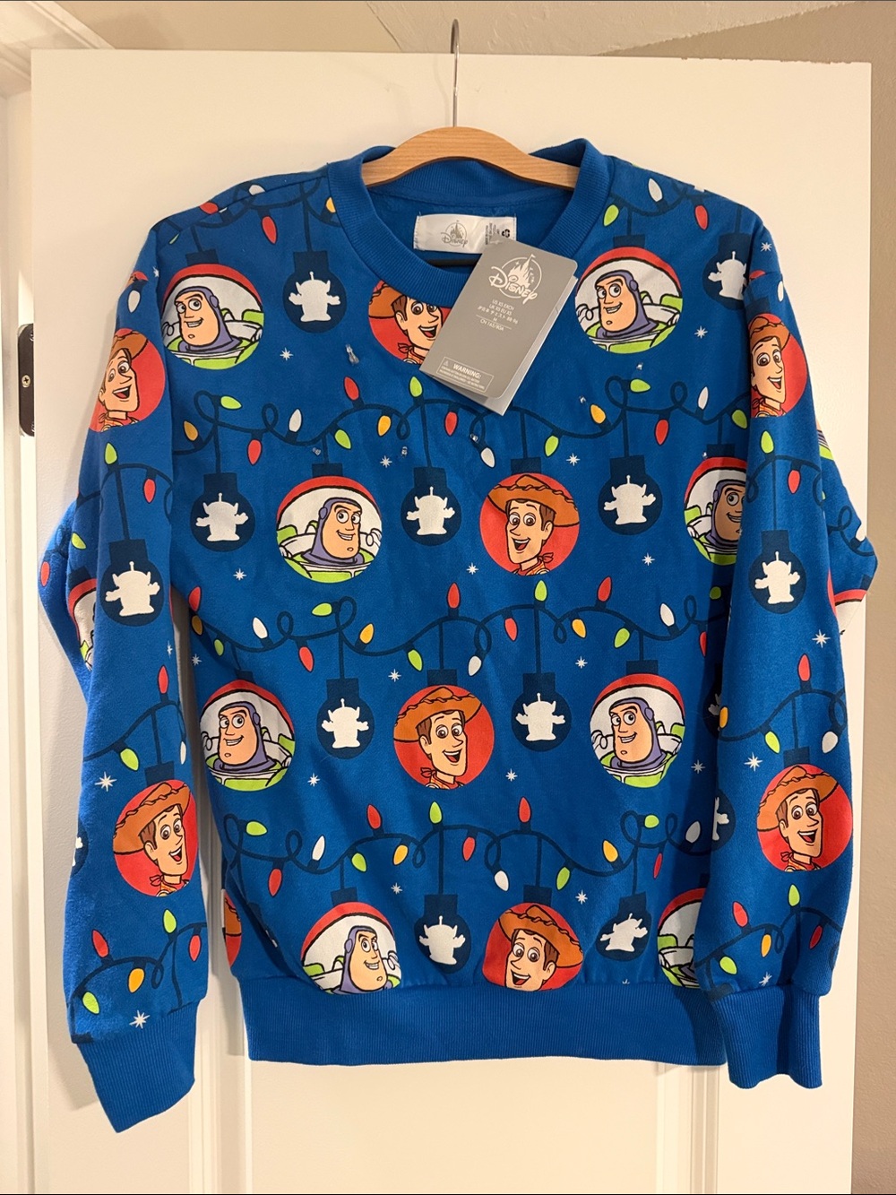 Disney Men’s Toy Story Light up Crewneck Sweater with Buzz & Woody